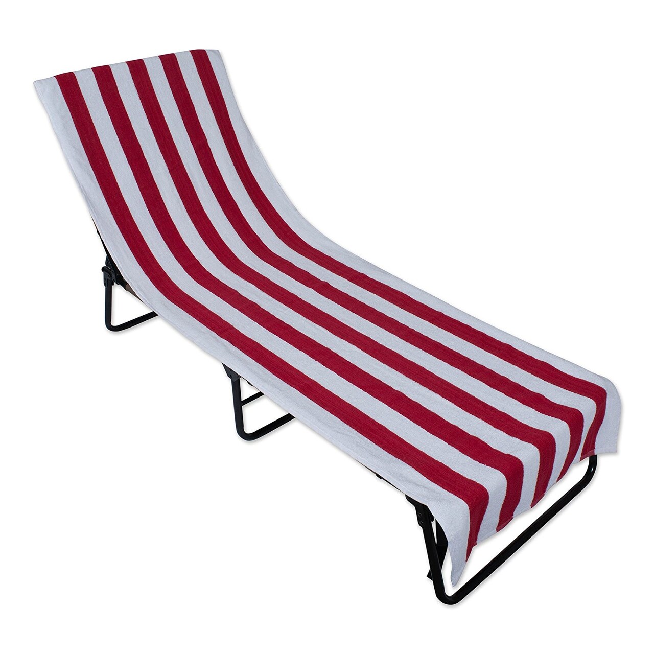 Contemporary Home Living Striped Top Fitted Pocket Beach Towel - 82" - Red and White